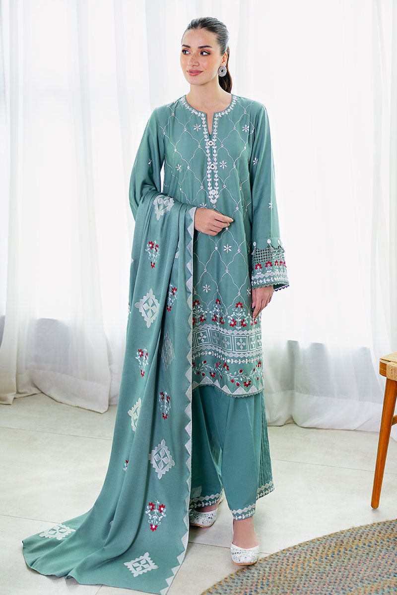 SAGE LOOM-3PC SATIN EMBROIDERED SUIT