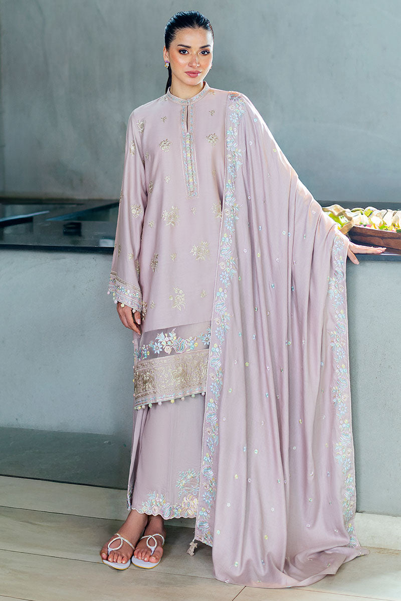 BLOSSOM TINT-3PC SATIN EMBROIDERED SUIT