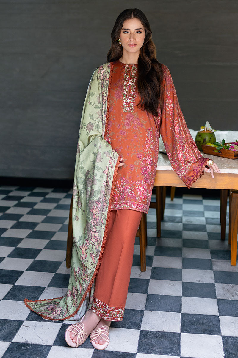AUTUMN GLAZE-3PC SATIN PRINTED SUIT