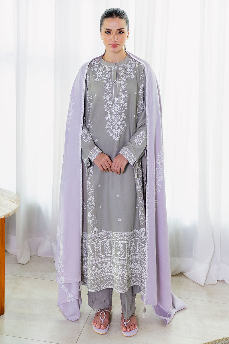 ETHEREAL VEIL-3PC SATIN EMBROIDERED SUIT