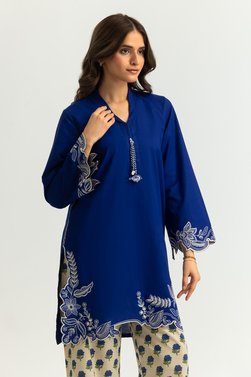 Cotton Bana Dora Printed Co-Ord Set With Embroidered