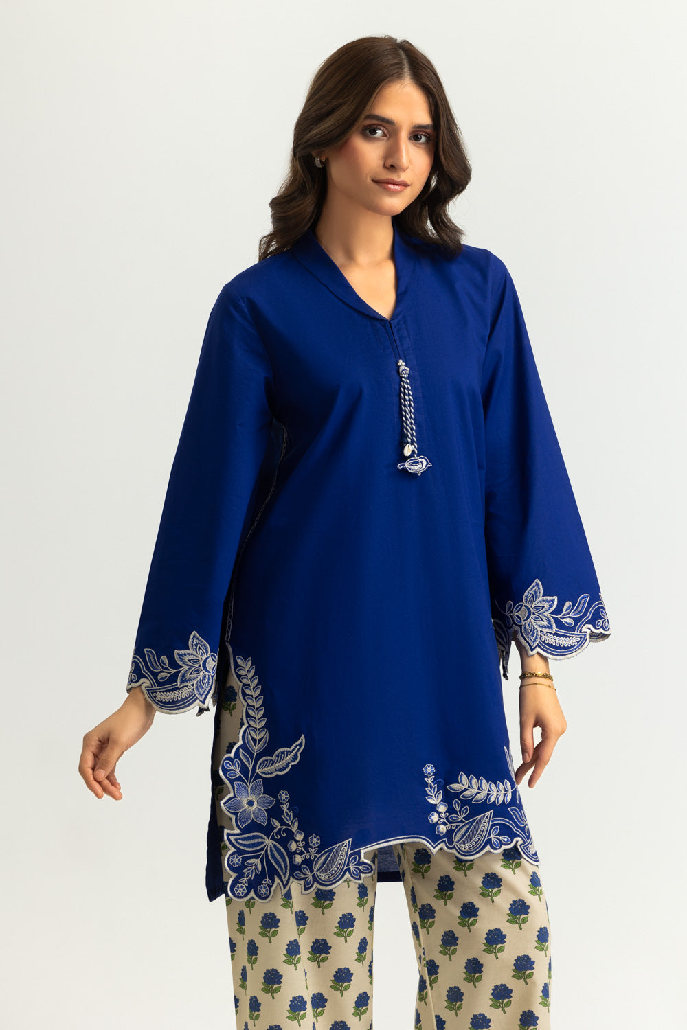 Cotton Bana Dora Printed Co-Ord Set With Embroidered