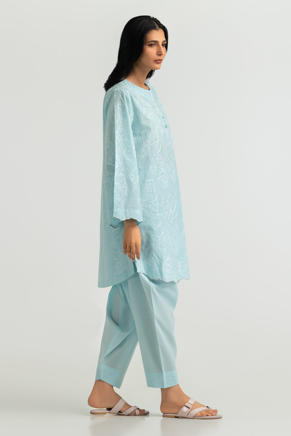 Cotton Embroidered Shirt And Dyed Shalwar