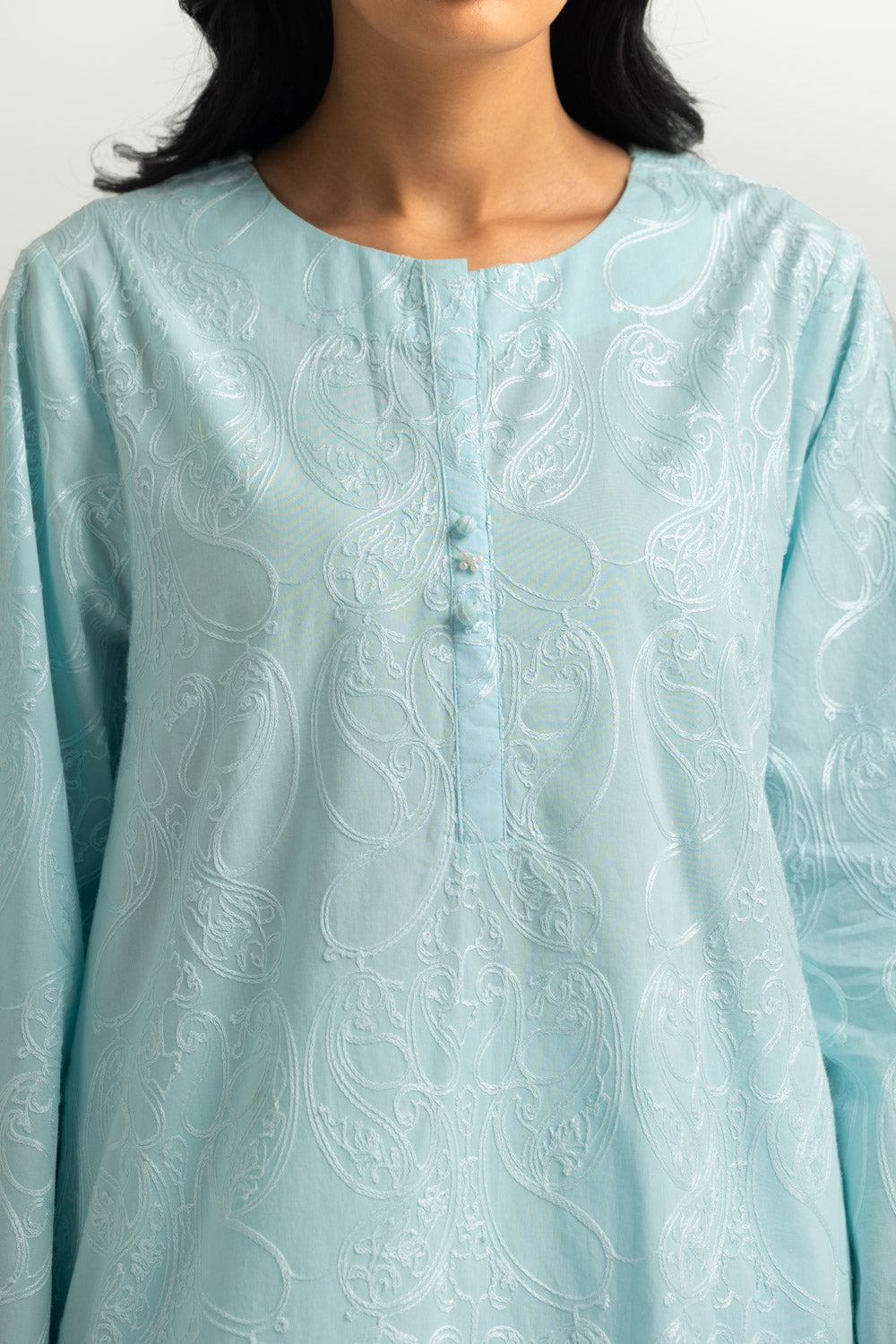 Cotton Embroidered Shirt And Dyed Shalwar