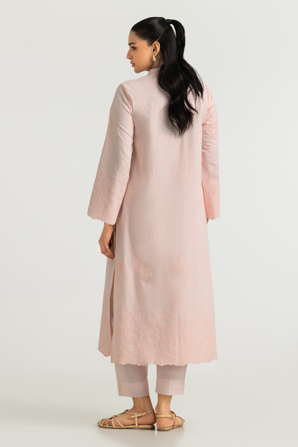 Cotton Embroidered Shirt And Dyed Trouser