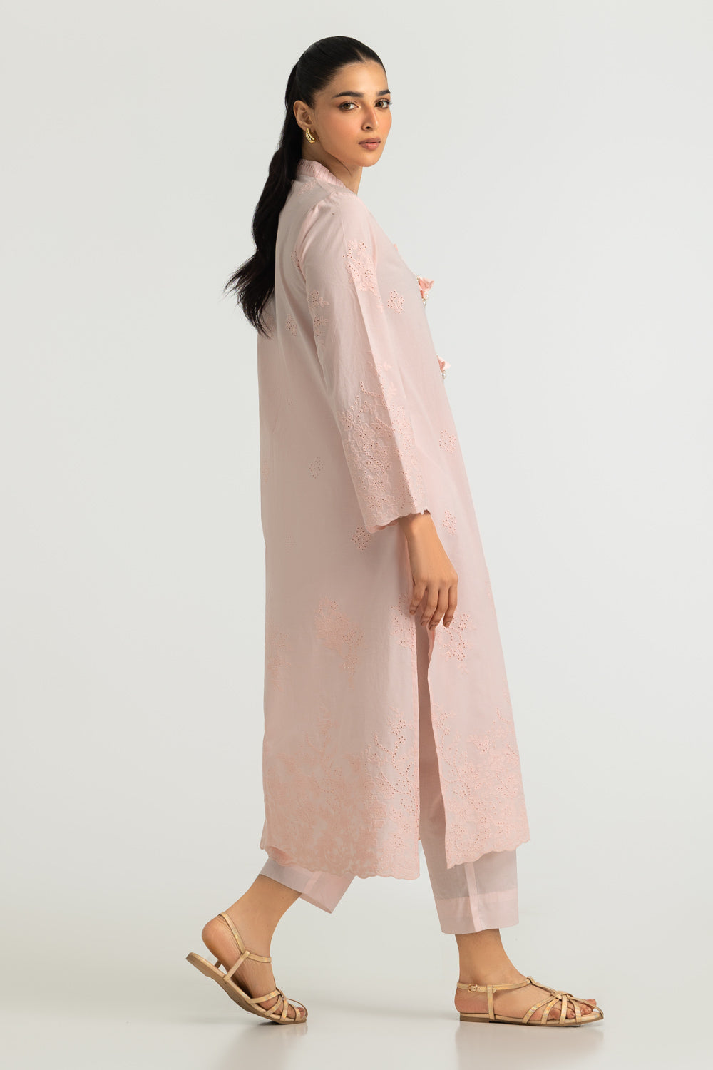 Cotton Embroidered Shirt And Dyed Trouser