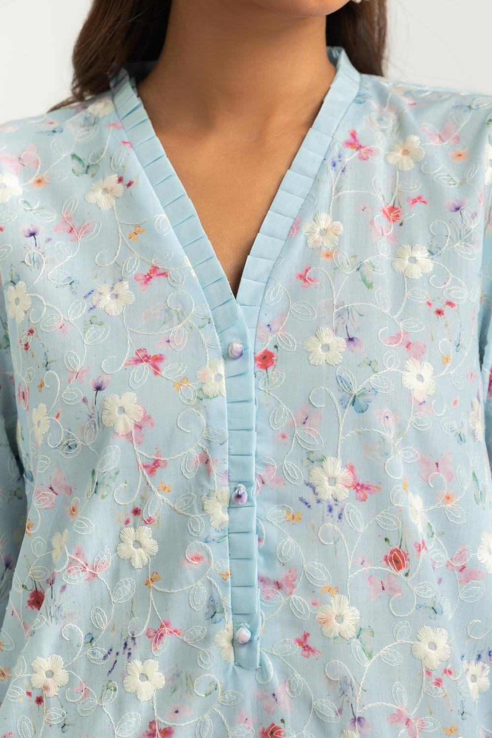 Cotton Printed Co-Ord Set With Embroidered