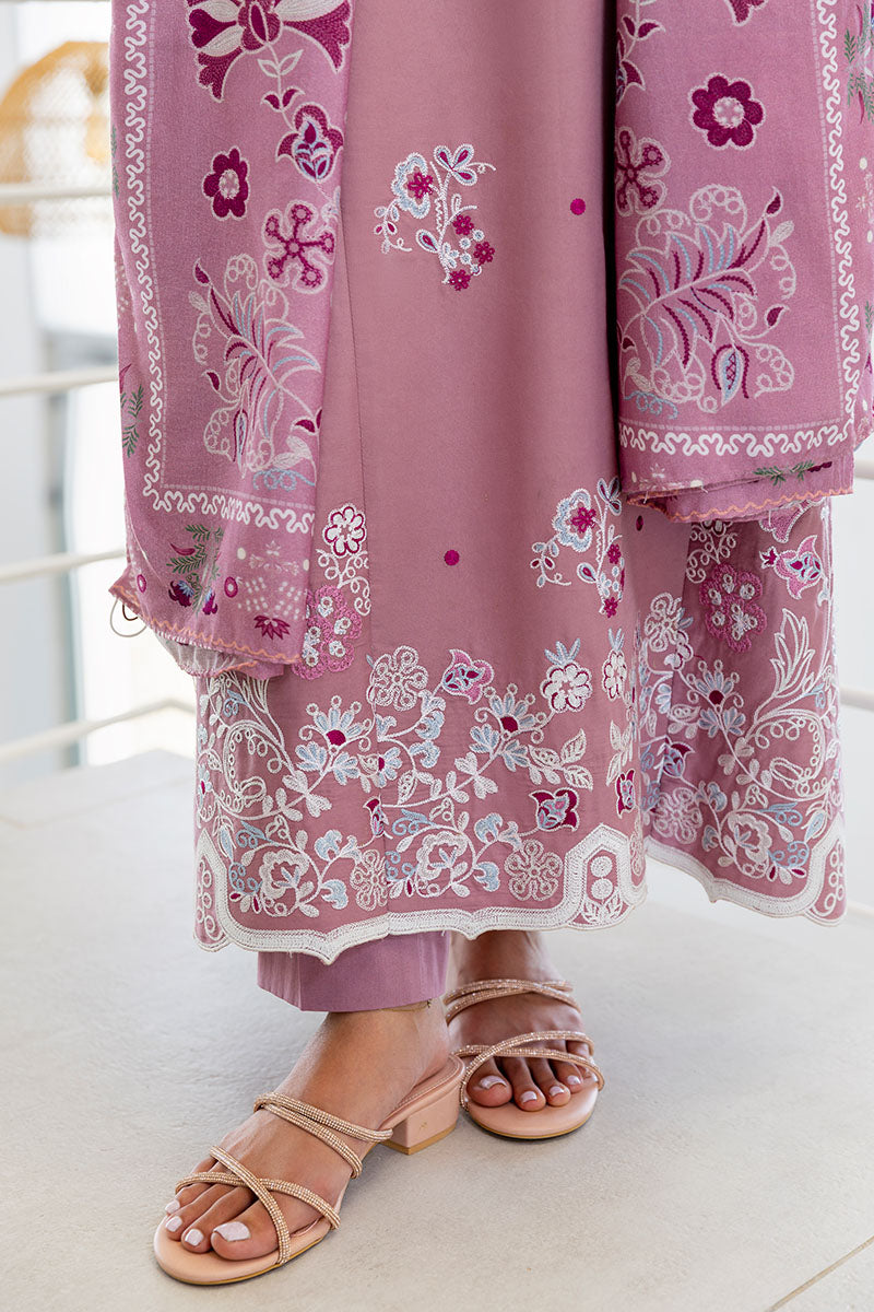 ANTIQUE BLUSH-3PC SATIN EMBROIDERED SUIT