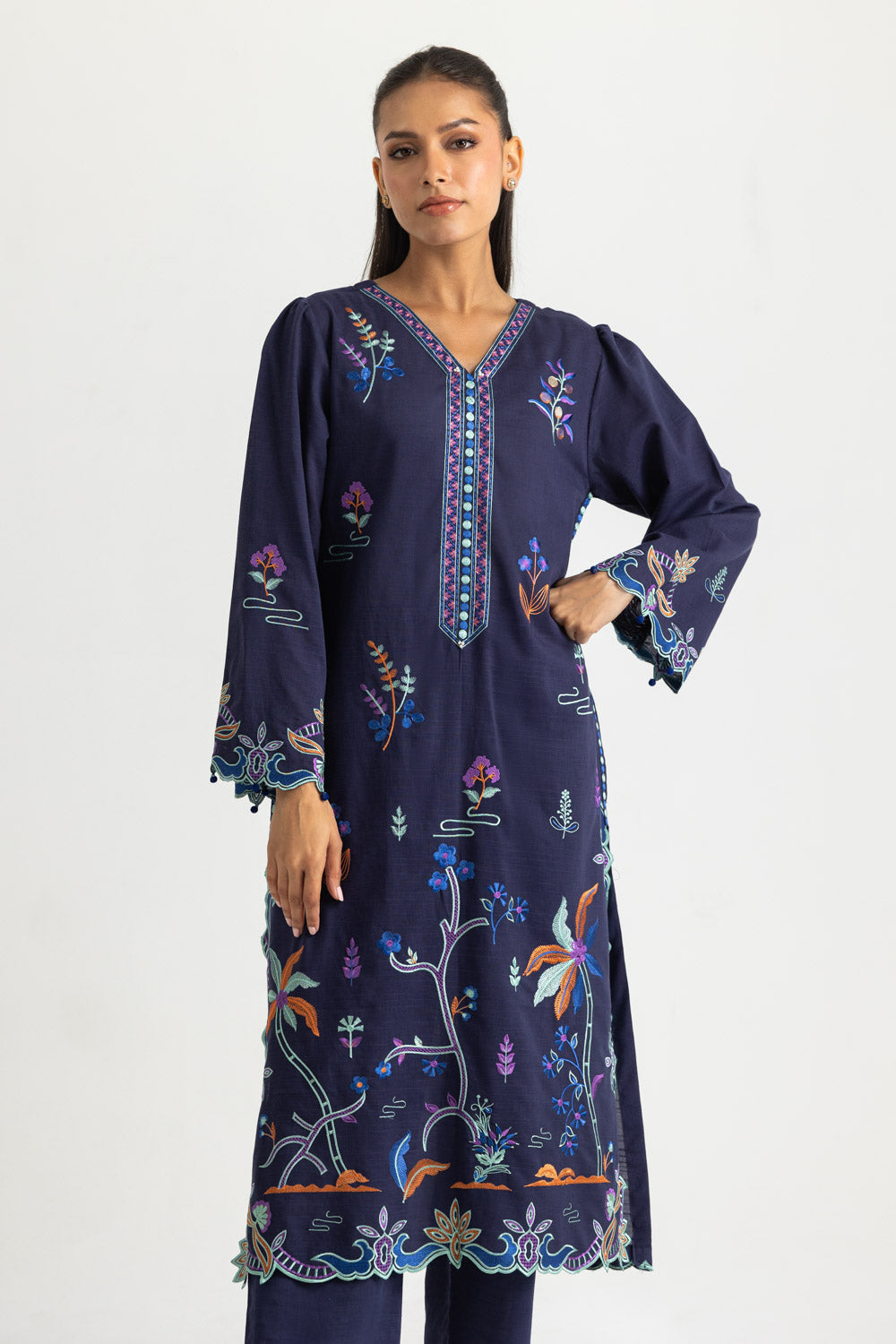 Cotton Viscose Embroidered Co-Ord Set