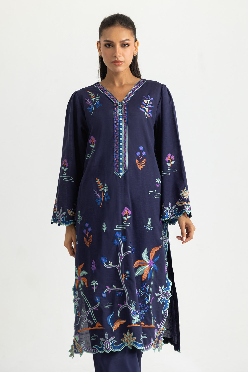 Cotton Viscose Embroidered Co-Ord Set