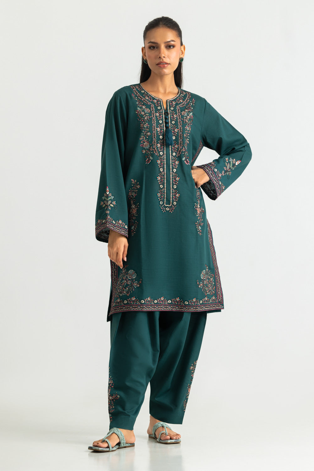 Cotton Viscose Embroidered Co-Ord Set