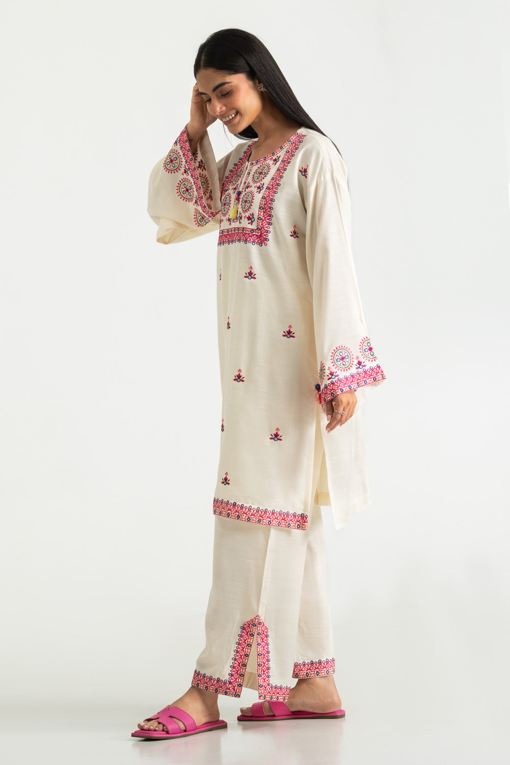 Cotton Viscose Embroidered Co-Ord Set