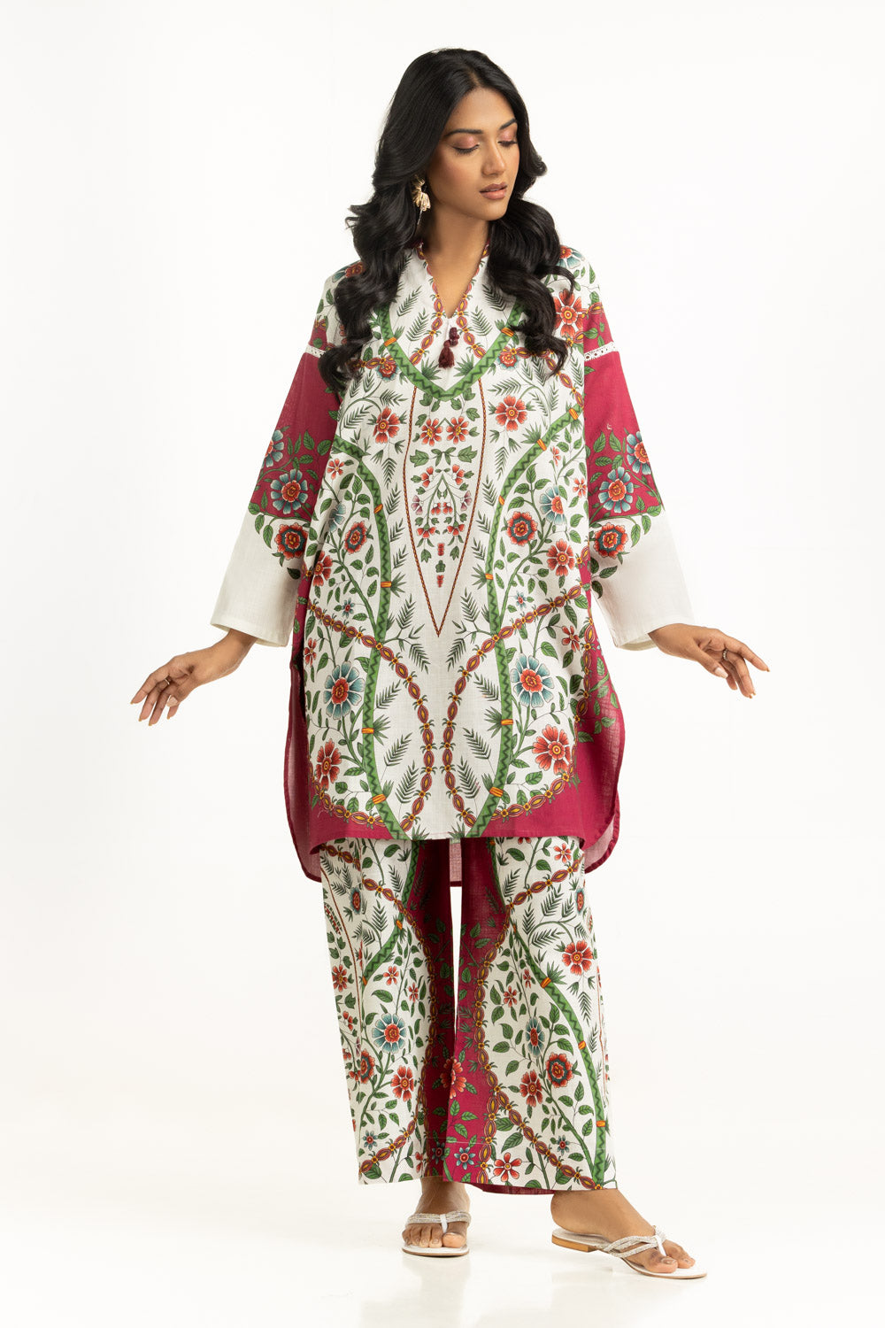 Cross Slub Printed Co-Ord Set