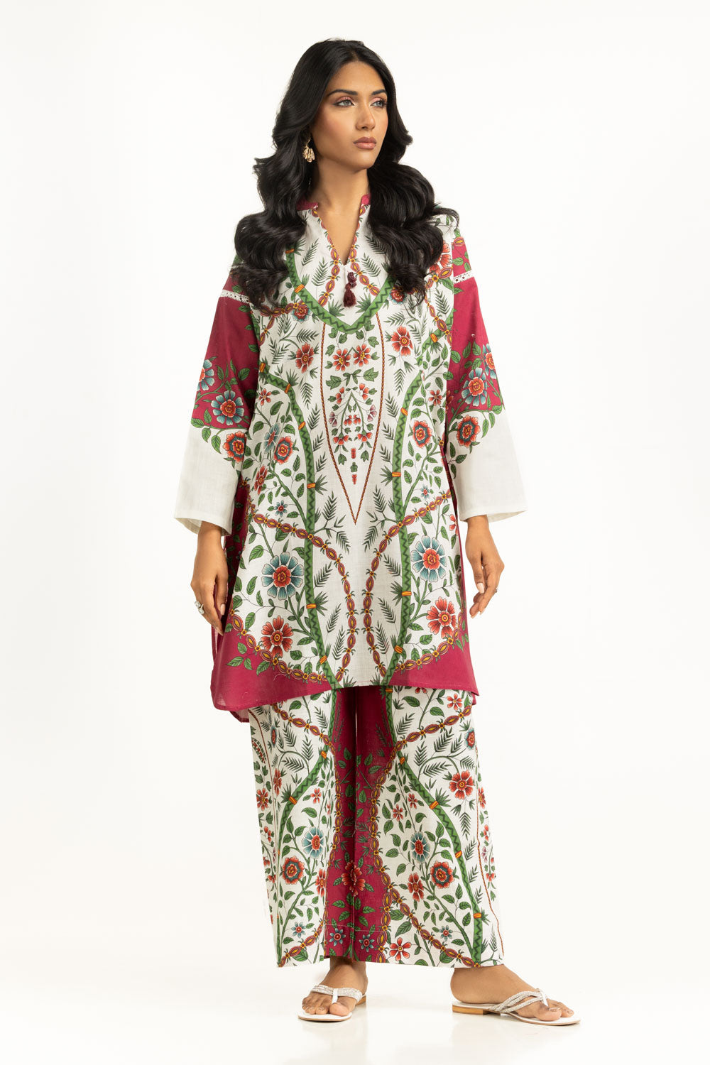 Cross Slub Printed Co-Ord Set