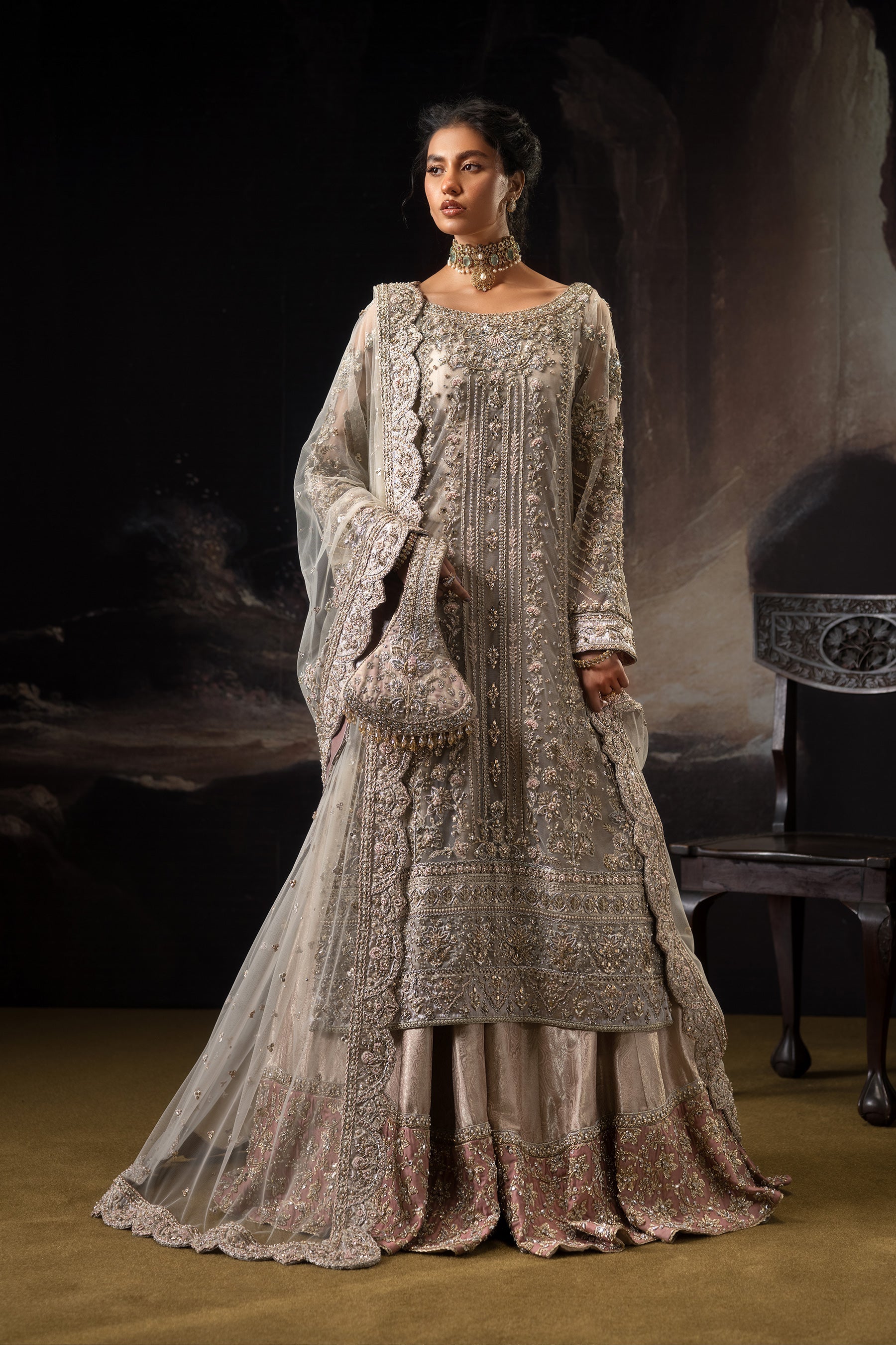 Mughlai Raani Coral and Ivory Set (D-02)