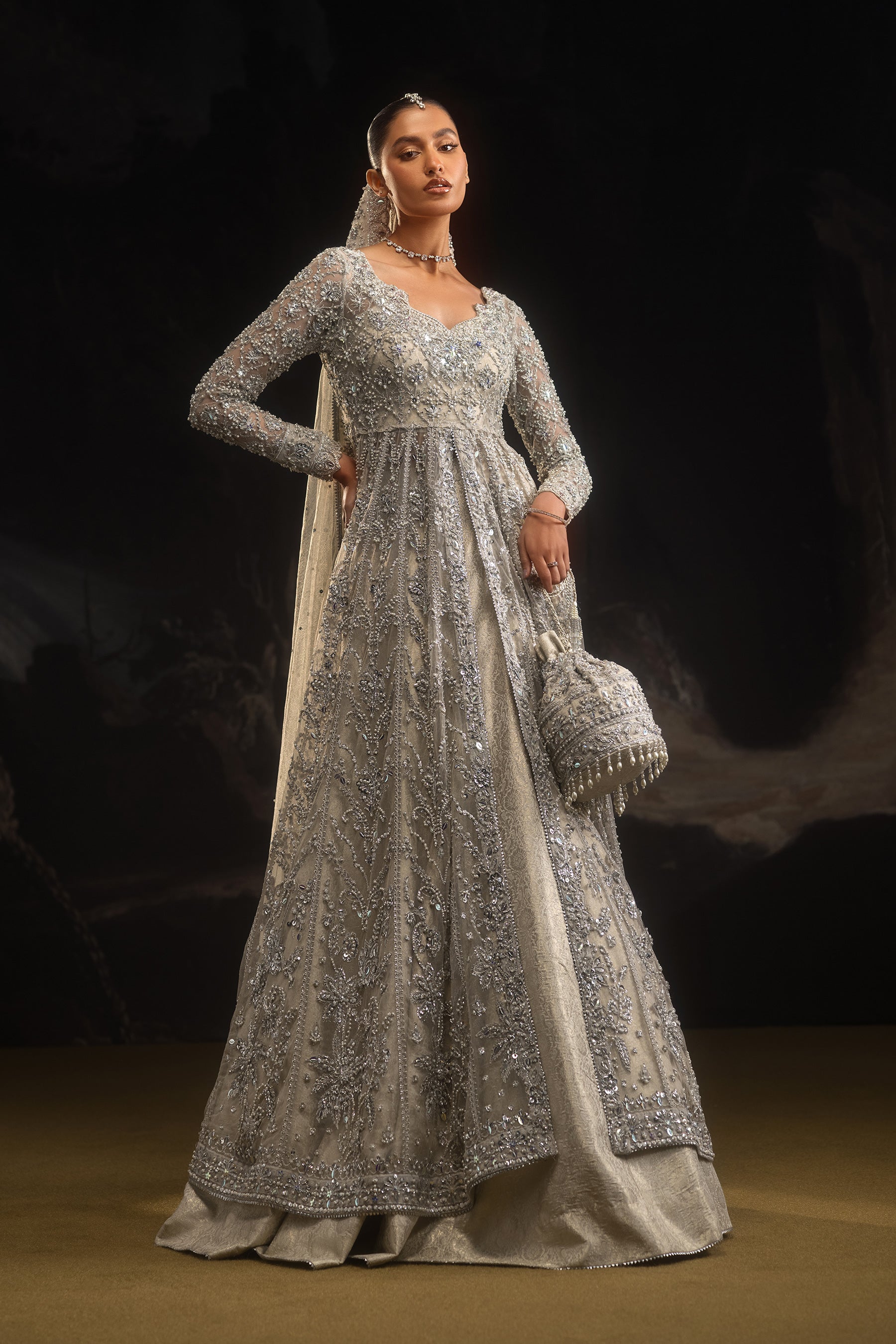 Diamond Pearl Bridal Set (D-04)