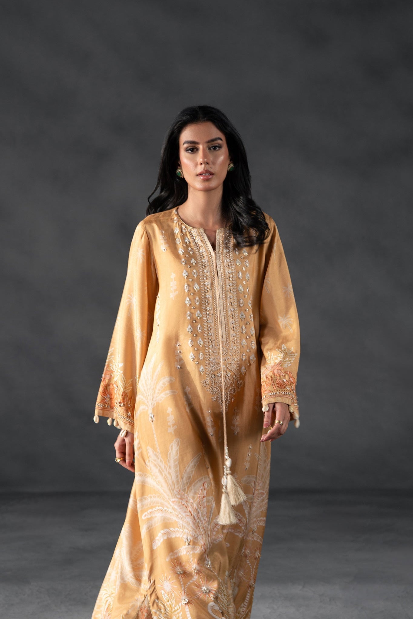 Caramel Ivory Elegance Kaftan (D-04)