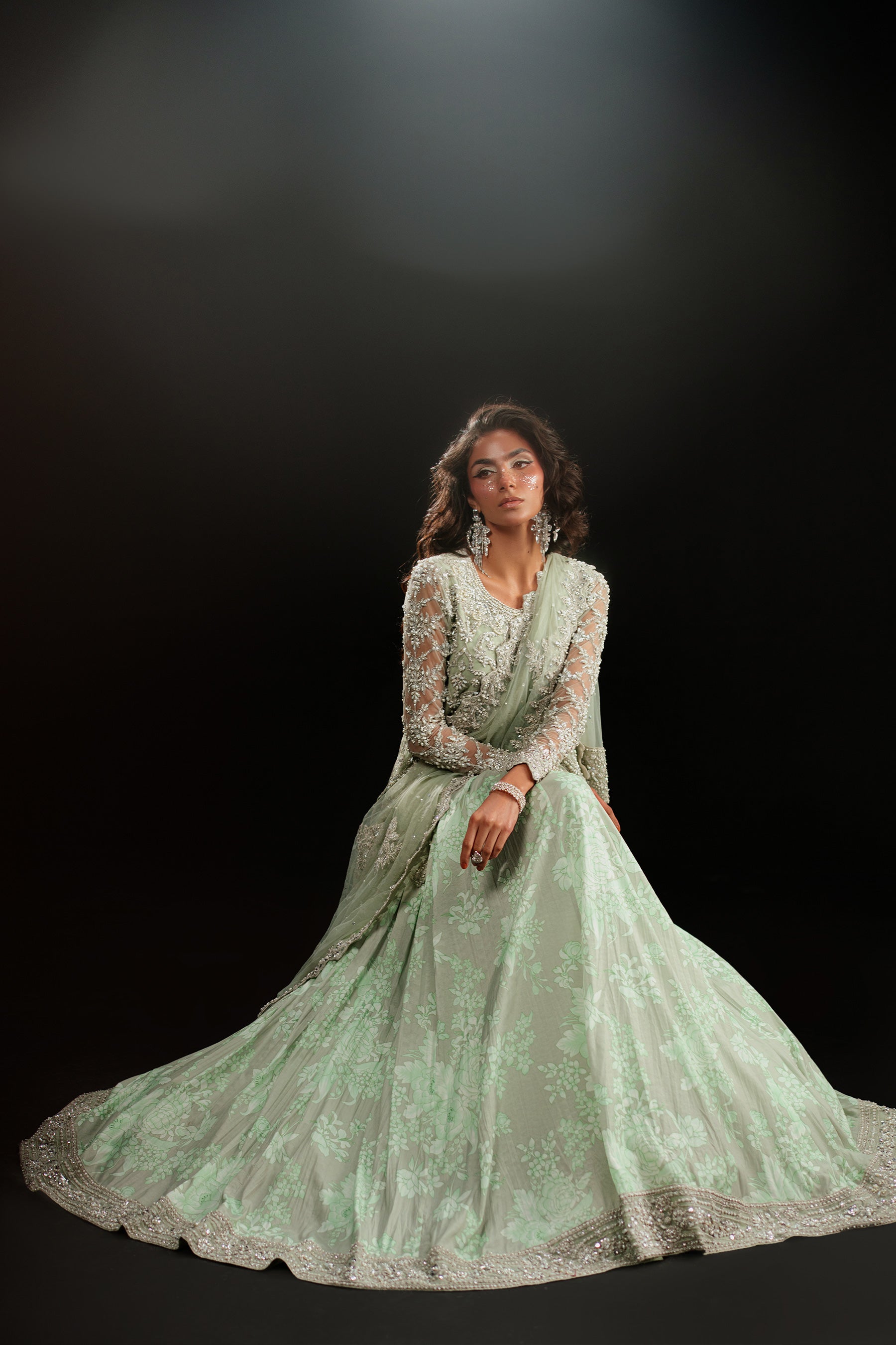 Minty Printed Lehnga And Jewelled Jacket Set (D-05)