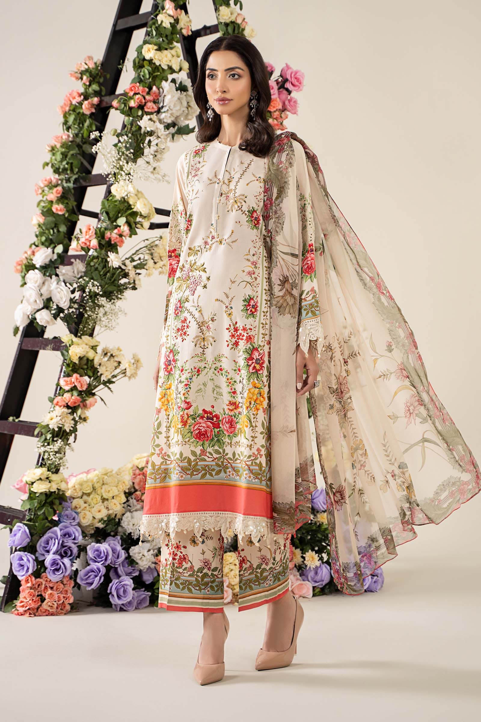 3 Piece Unstitched Embroidered Lawn Suit | MPT-2605-A