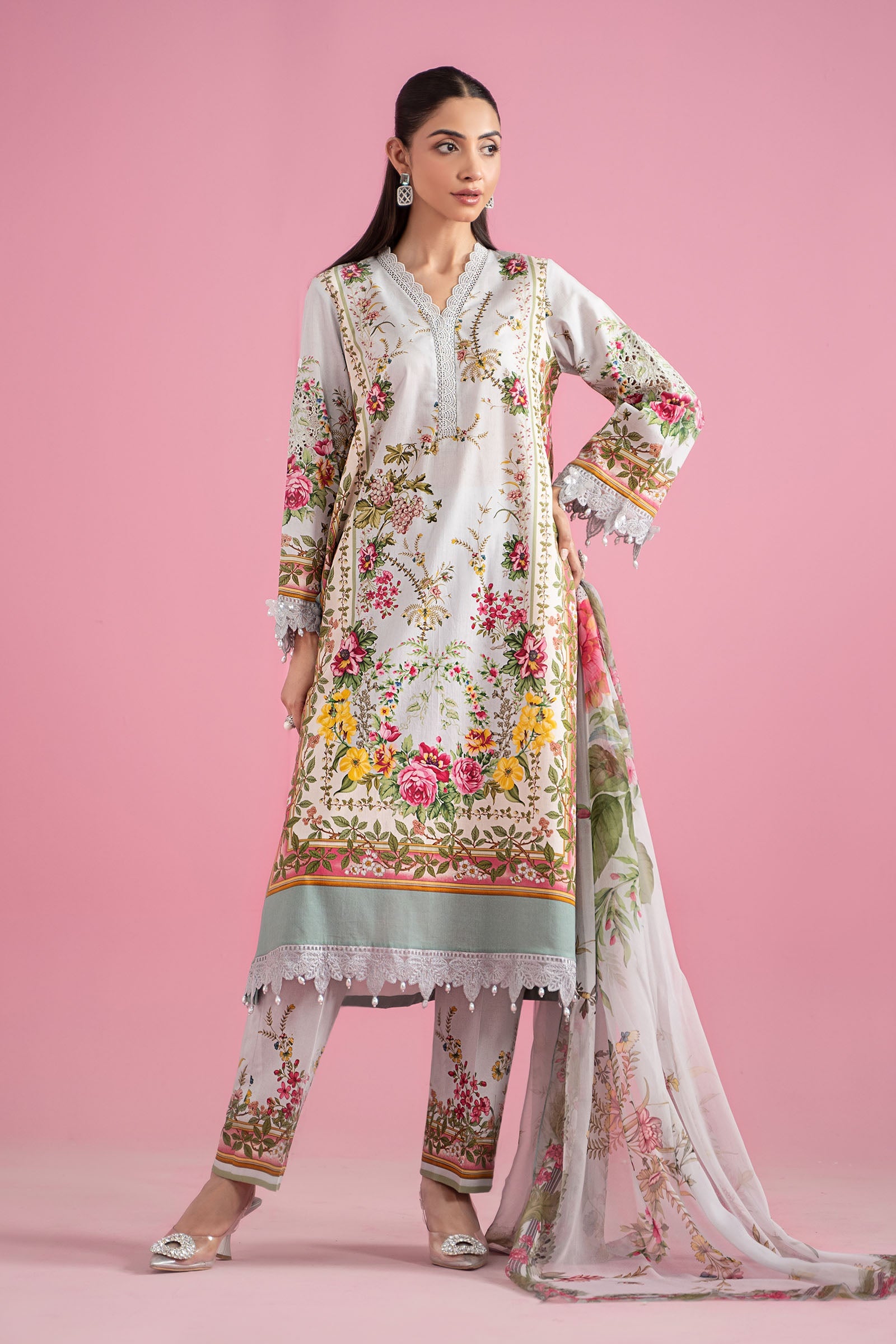 3 Piece Unstitched Embroidered Lawn Suit | MPT-2605-B