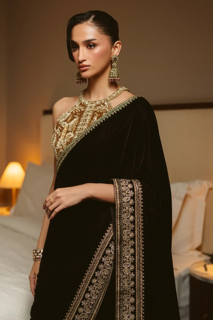 Royal Velvet Drape Saree (D-07)