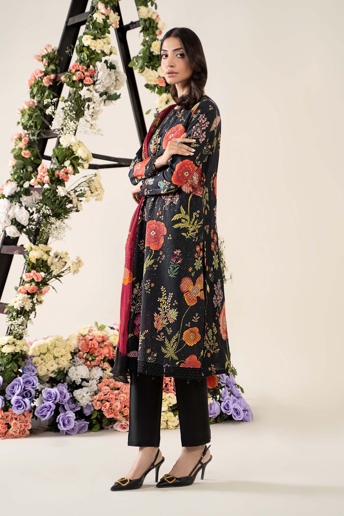 3 Piece Unstitched Embroidered Lawn Suit | MPT-2607-B