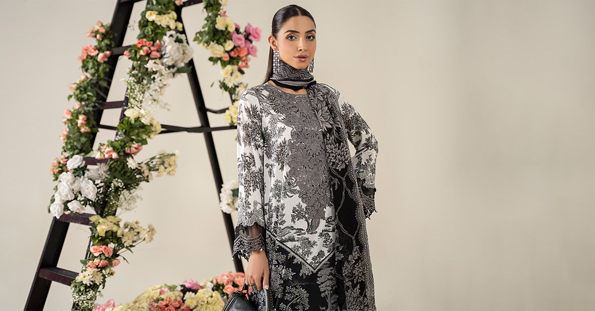 3 Piece Embroidered Lawn Suit | MPS-2608-B