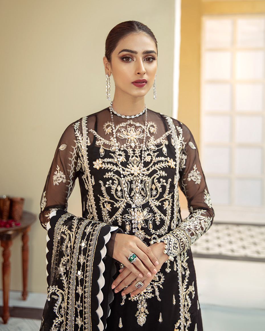 Inaaya Embroidered Organza 3-Piece Suit D-01
