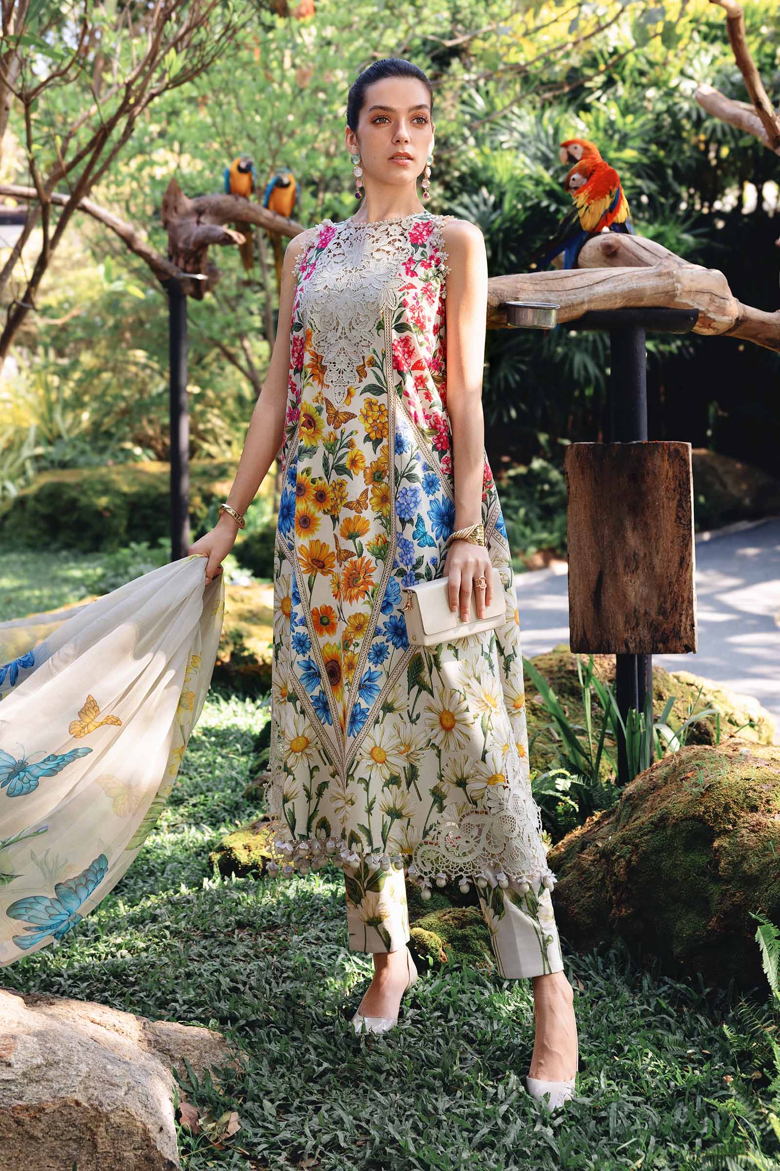 3 Piece Unstitched Embroidered Lawn Suit