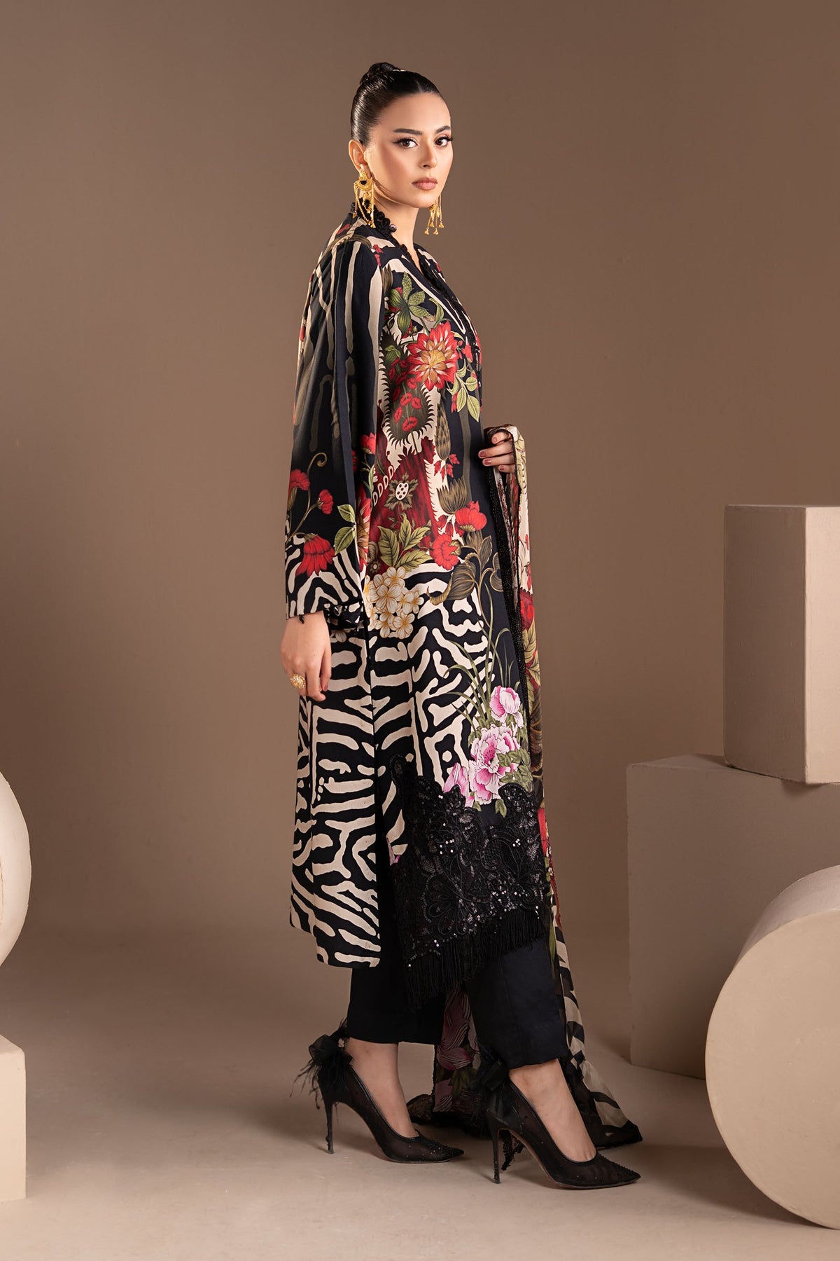 3 Piece Embroidered Linen Suit
