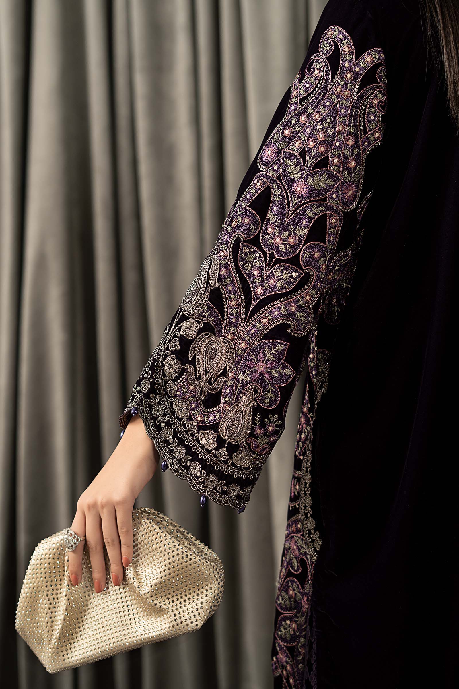 3 Piece Embroidered Velvet Suit
