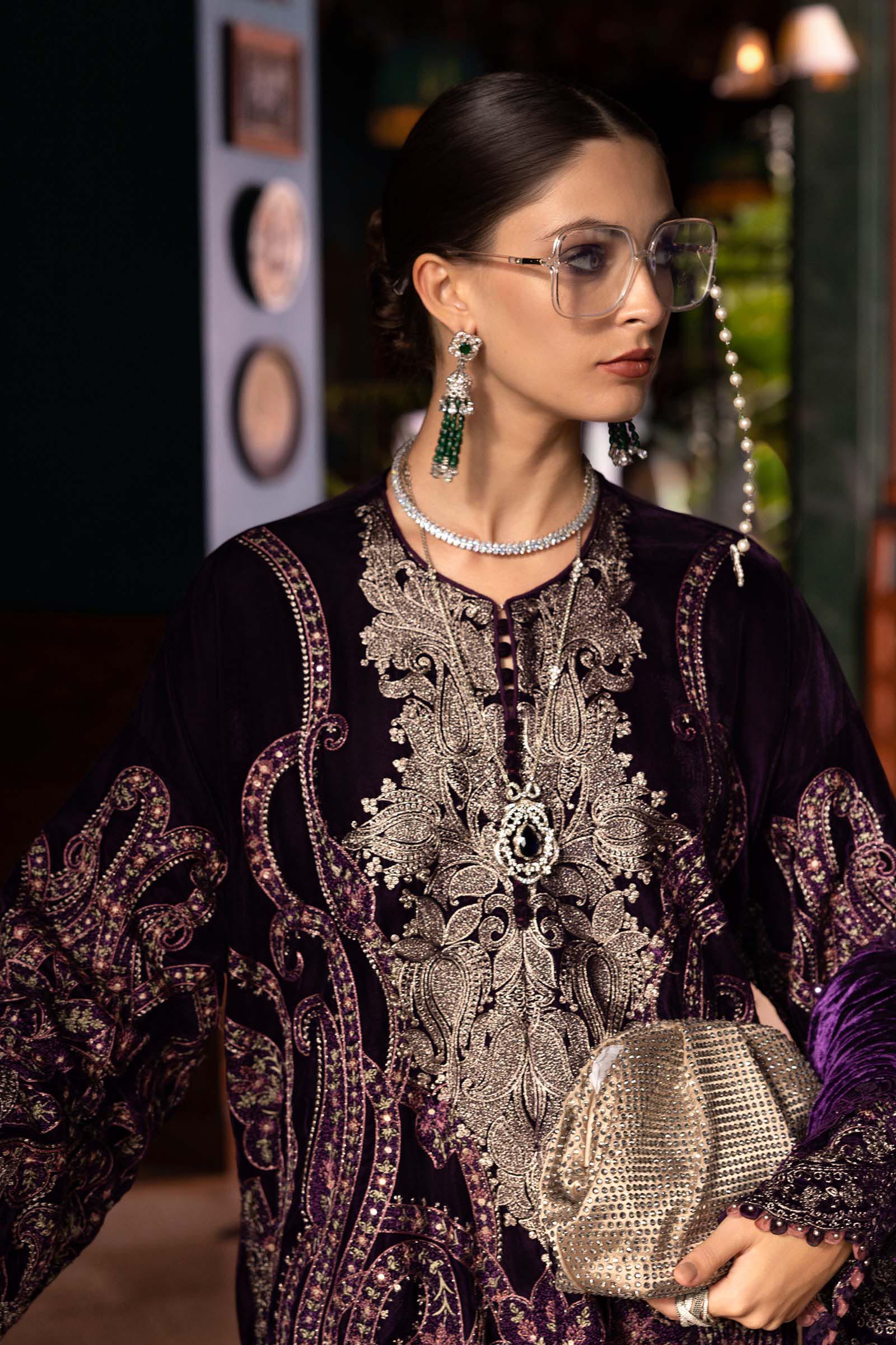 3 Piece Unstitched Embroidered Velvet Suit