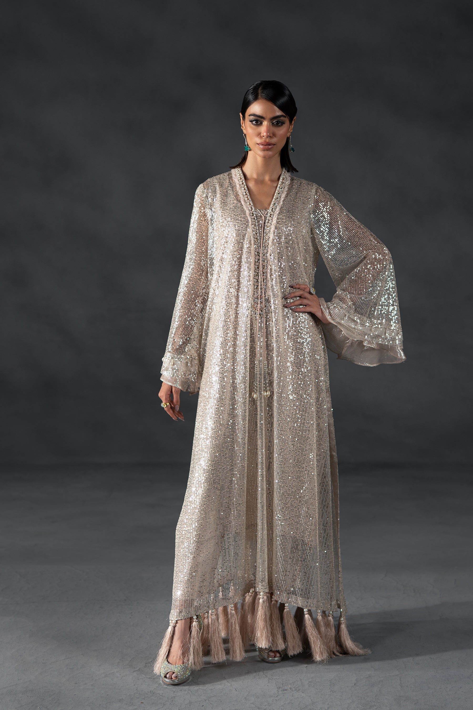 Sequence Shimmer Kaftan with Tassels (D-11)