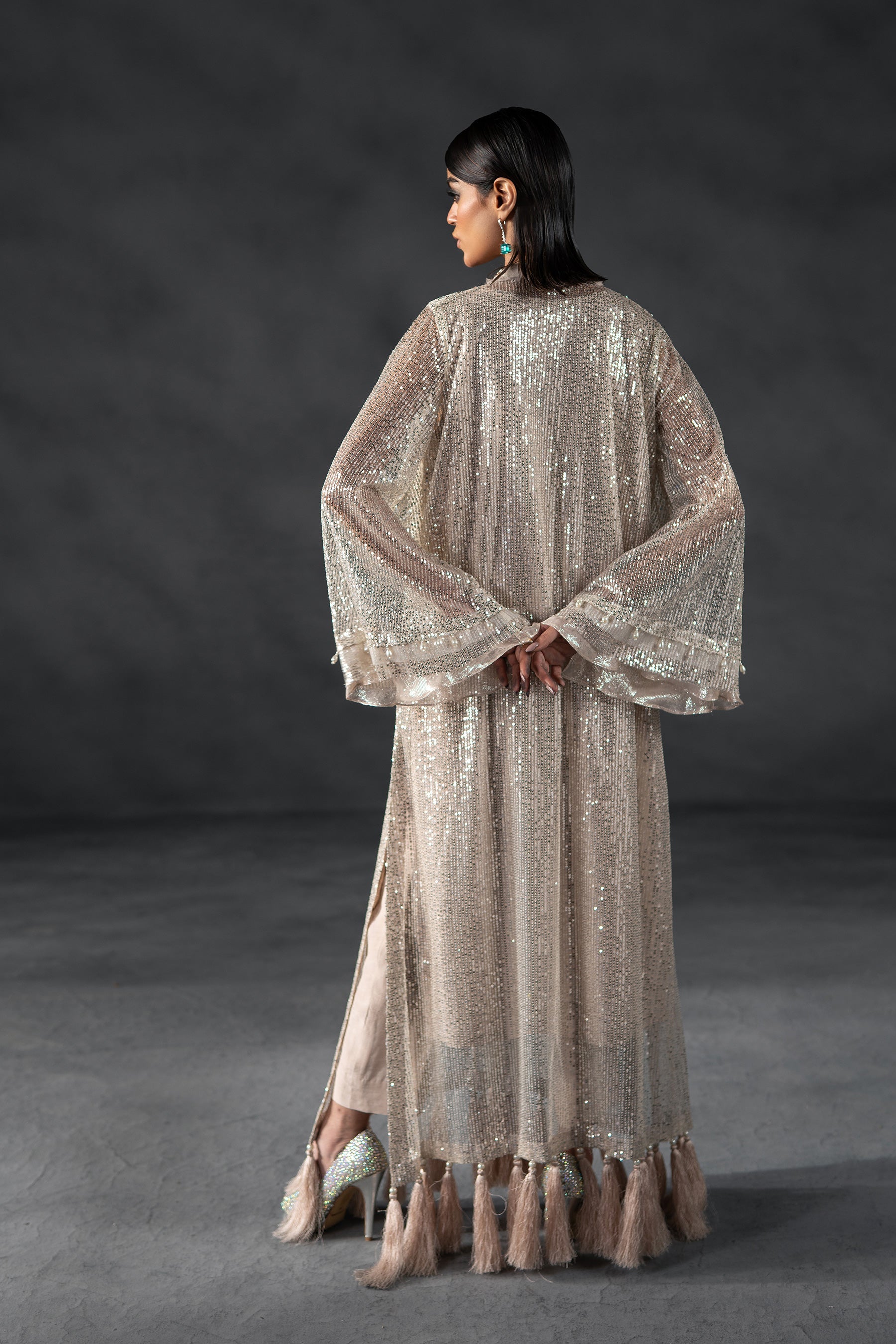 Sequence Shimmer Kaftan with Tassels (D-11)