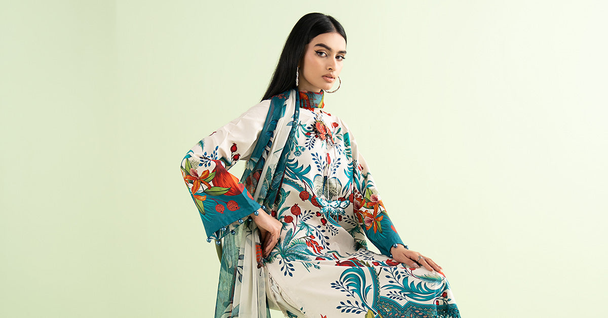 3 Piece Embroidered Lawn Suit - MS2912A-SML-00A