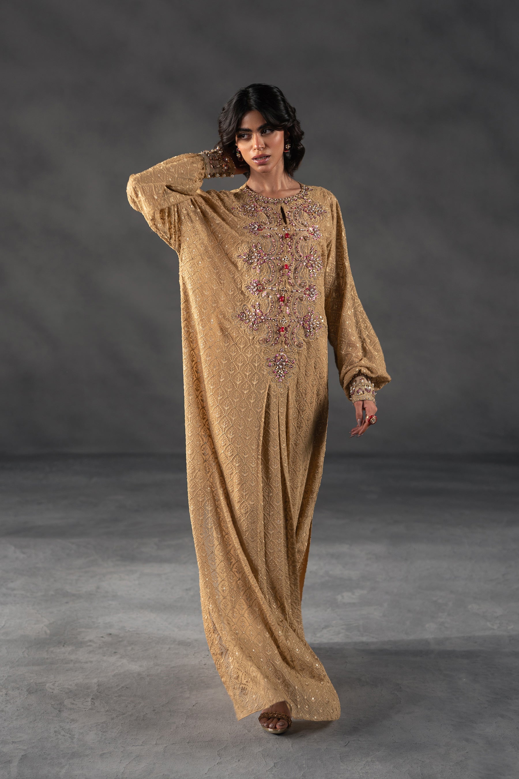 Desert Gold Ornate Kaftan (D-13)