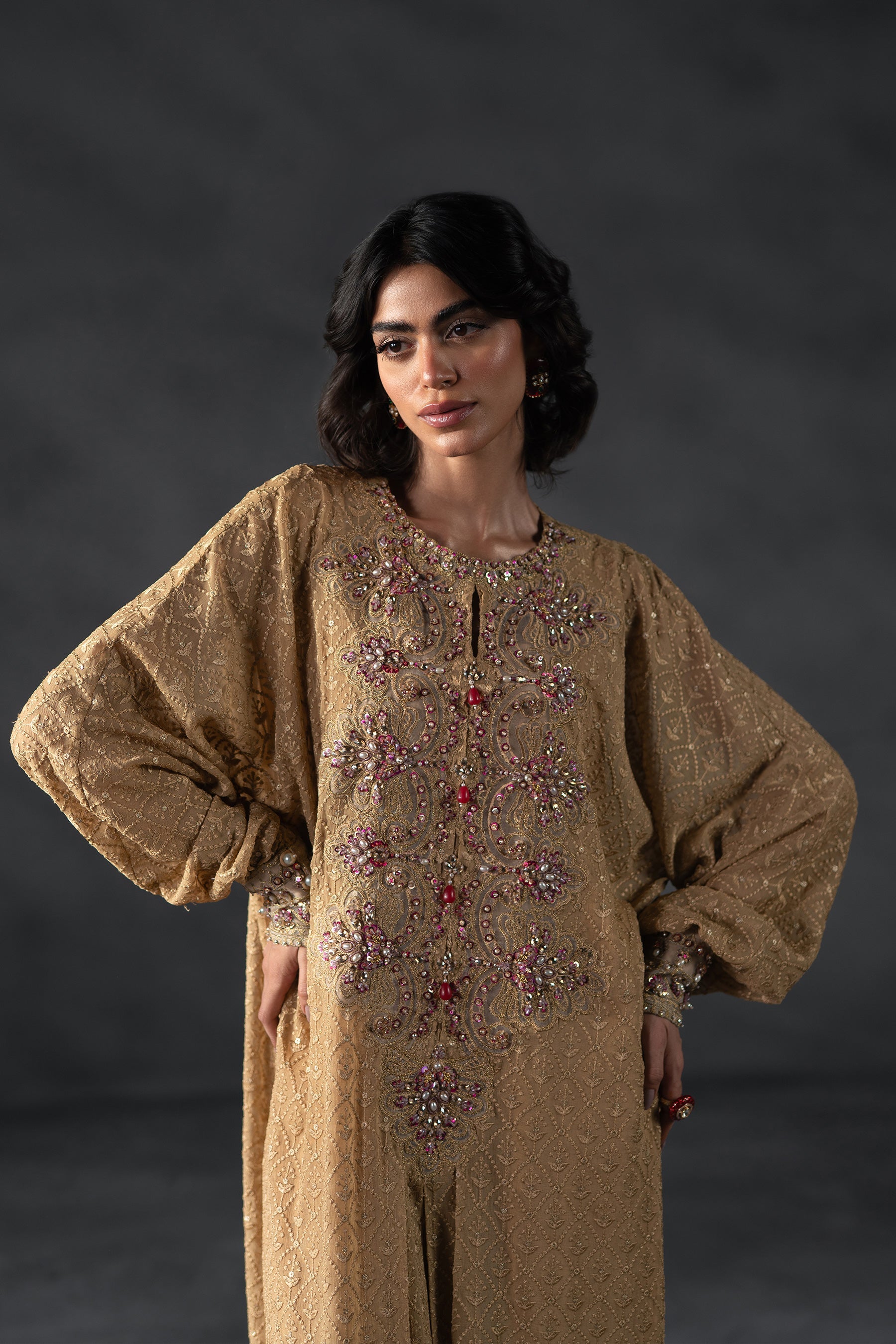 Desert Gold Ornate Kaftan (D-13)