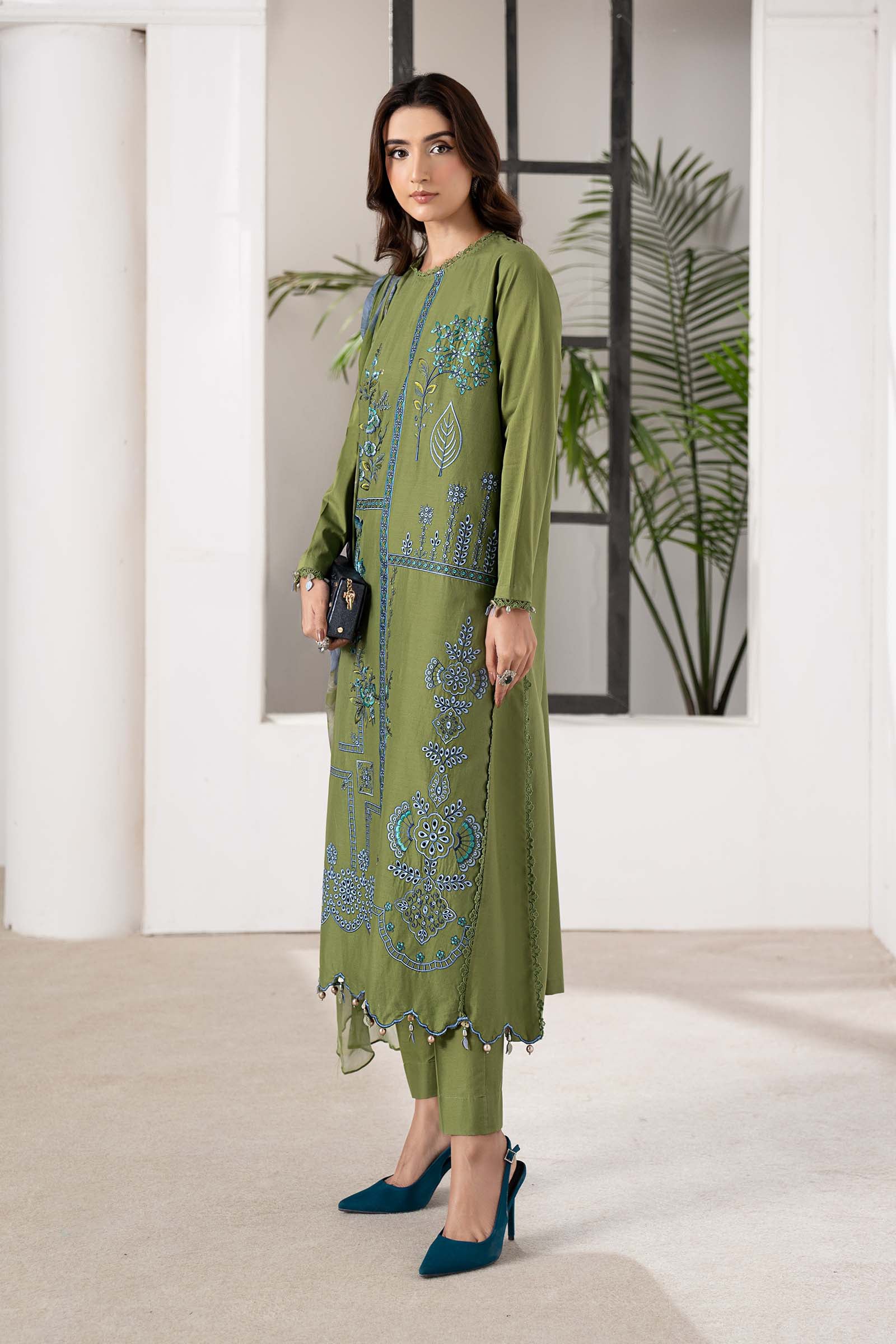 3 Piece Embroidered Cambric Suit