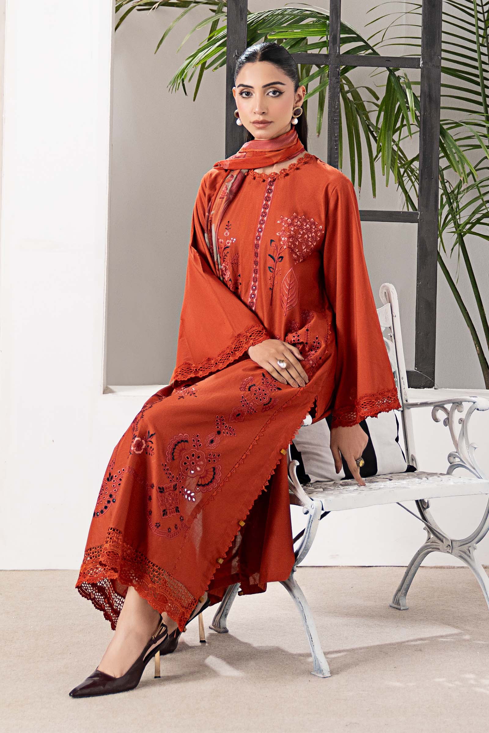 3 Piece Embroidered Cambric Suit