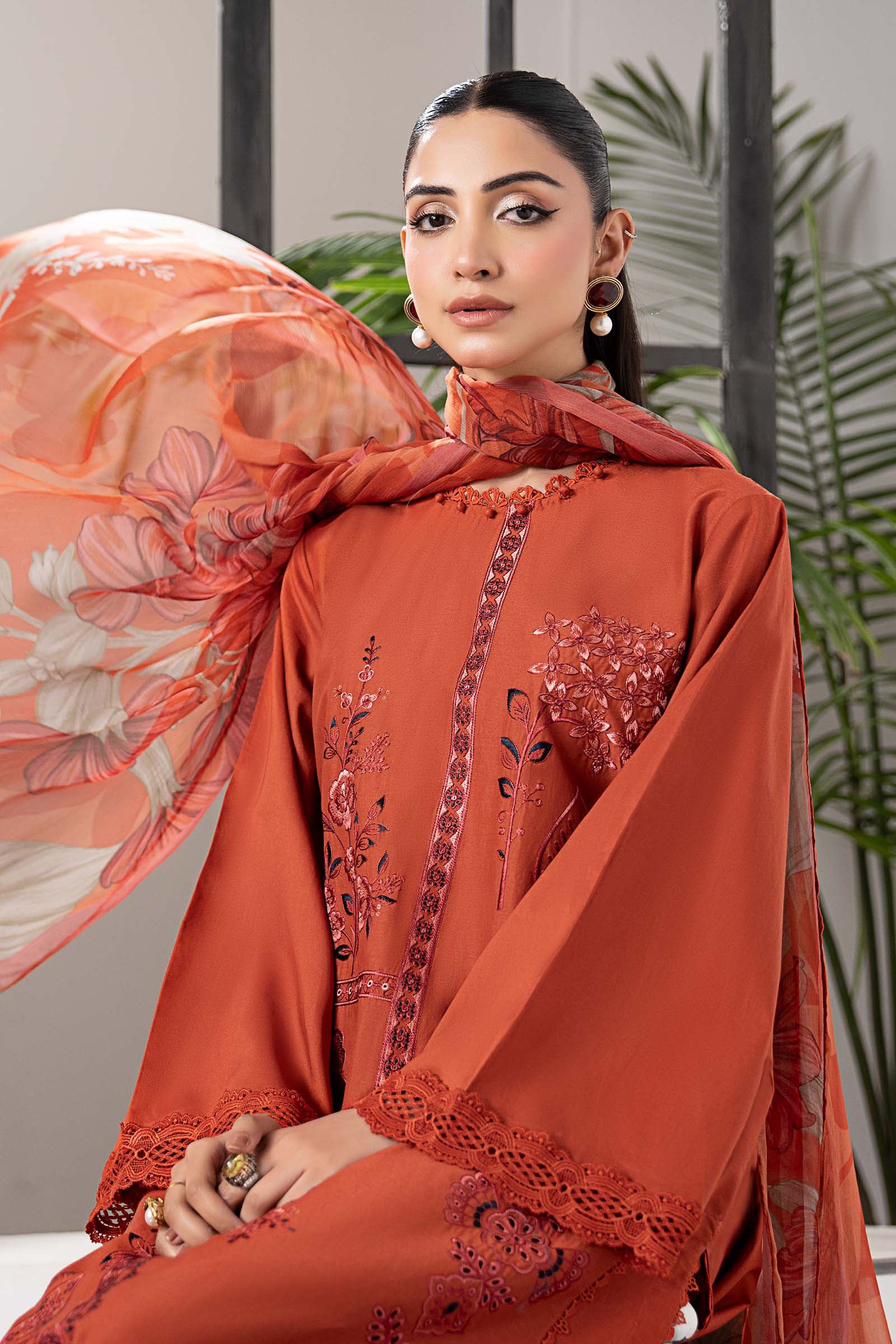 3 Piece Embroidered Cambric Suit