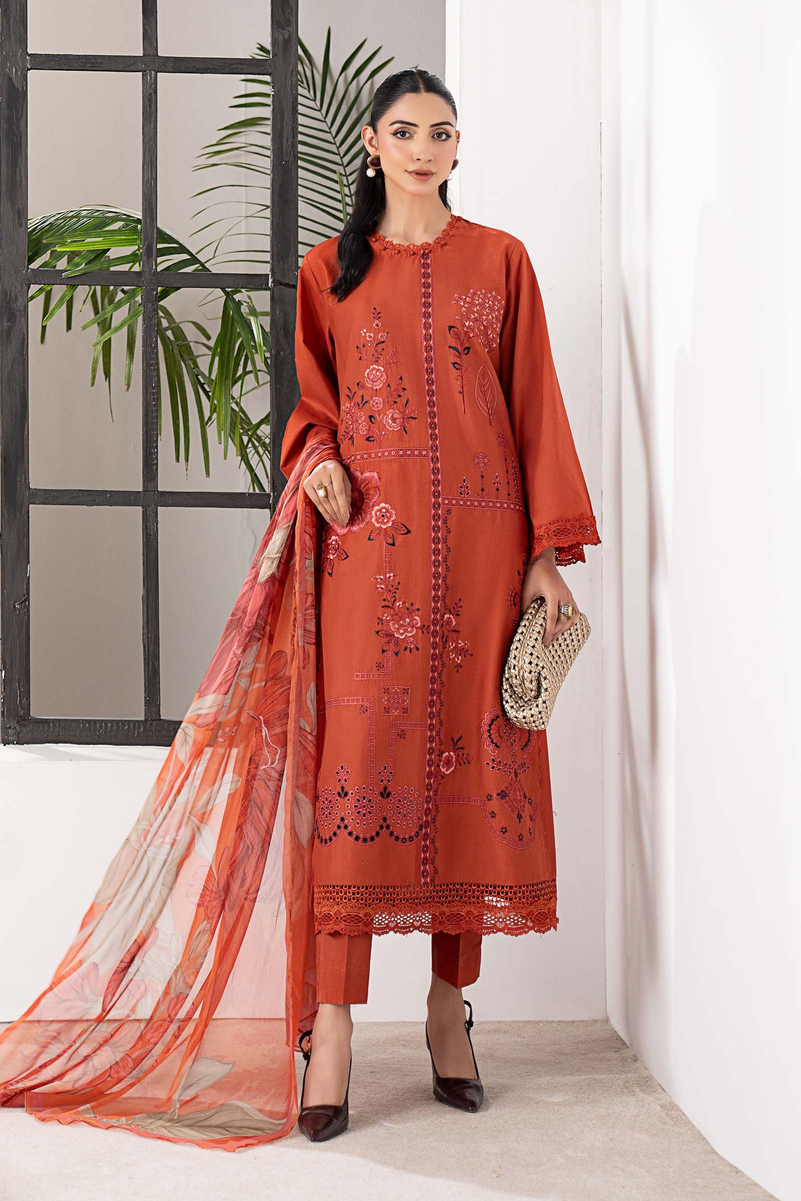 3 Piece Embroidered Cambric Suit