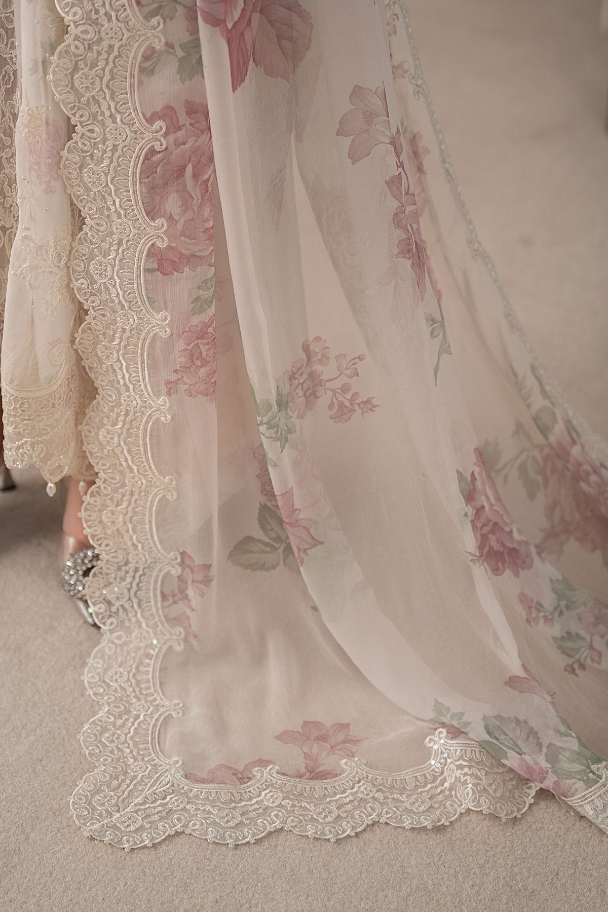 3 Piece Embroidered Chiffon Suit | MCS-25-101