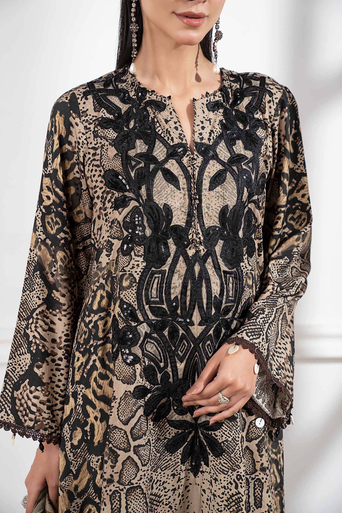3 Piece Embroidered Linen Suit