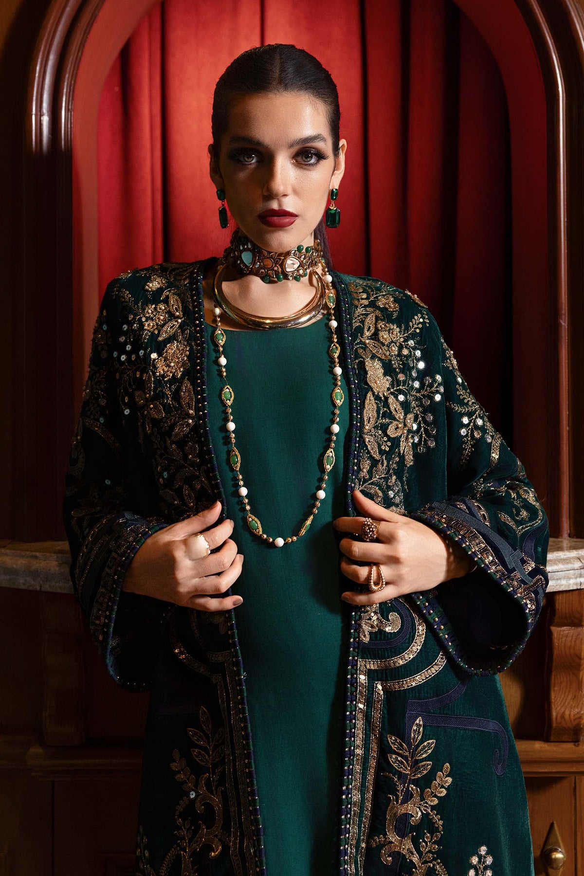 3 Piece Unstitched Embroidered Velvet Suit