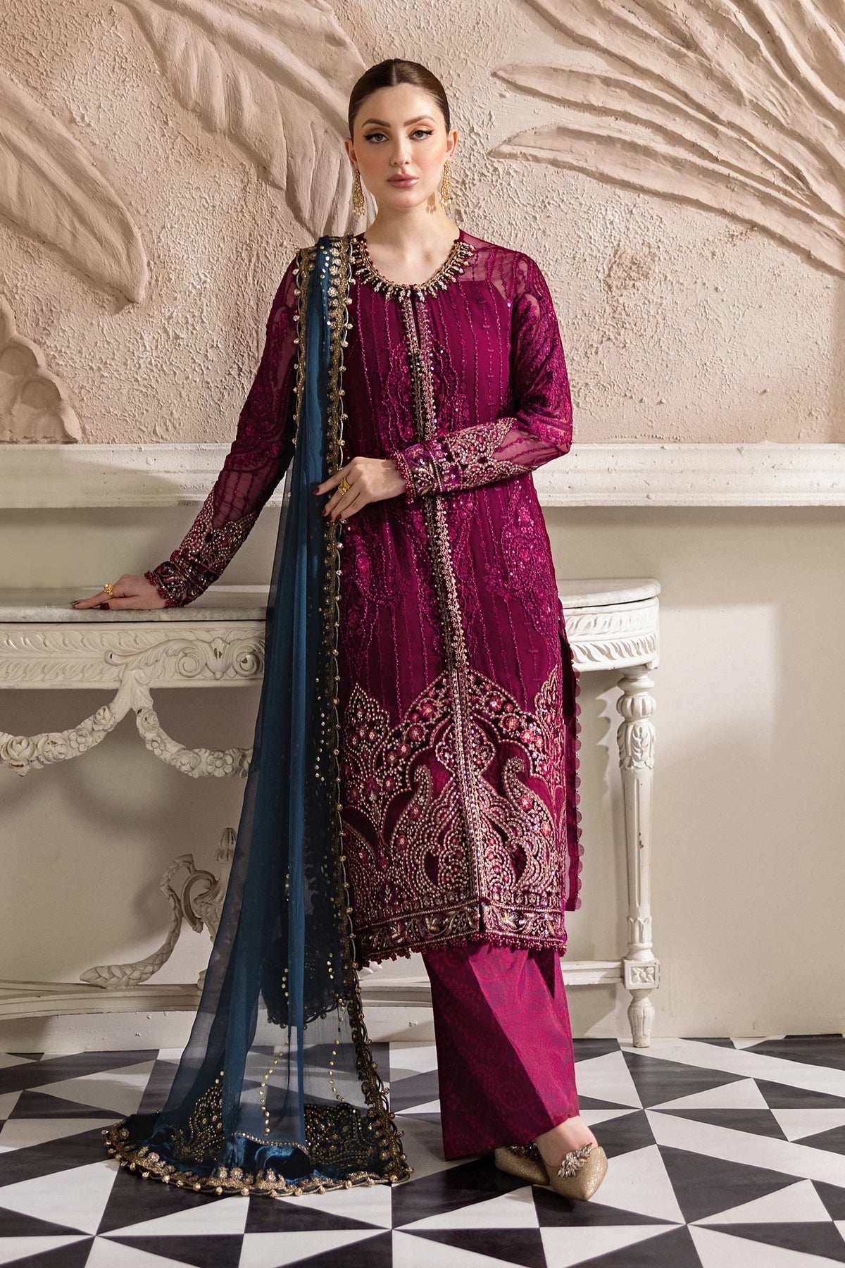 3 Piece Unstitched Embroidered Chiffon Suit | MPC-25-102 (MPC-25-102)