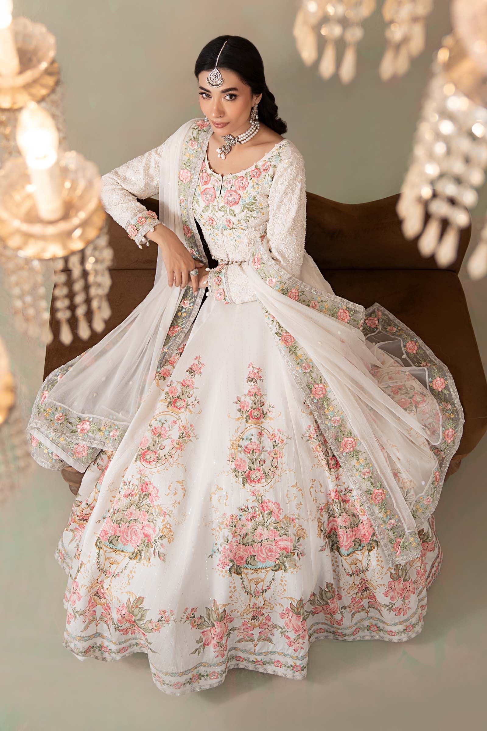 3 Piece Embroidered Raw Silk Suit