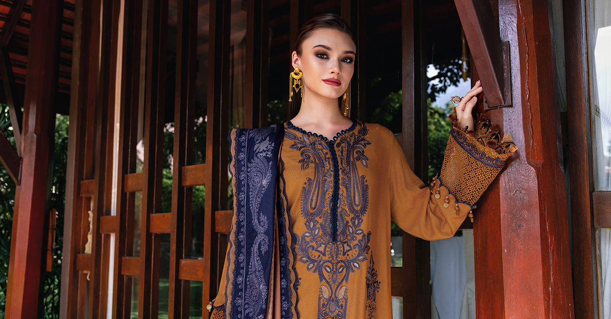 3 Piece Unstitched Embroidered Twill Linen Suit