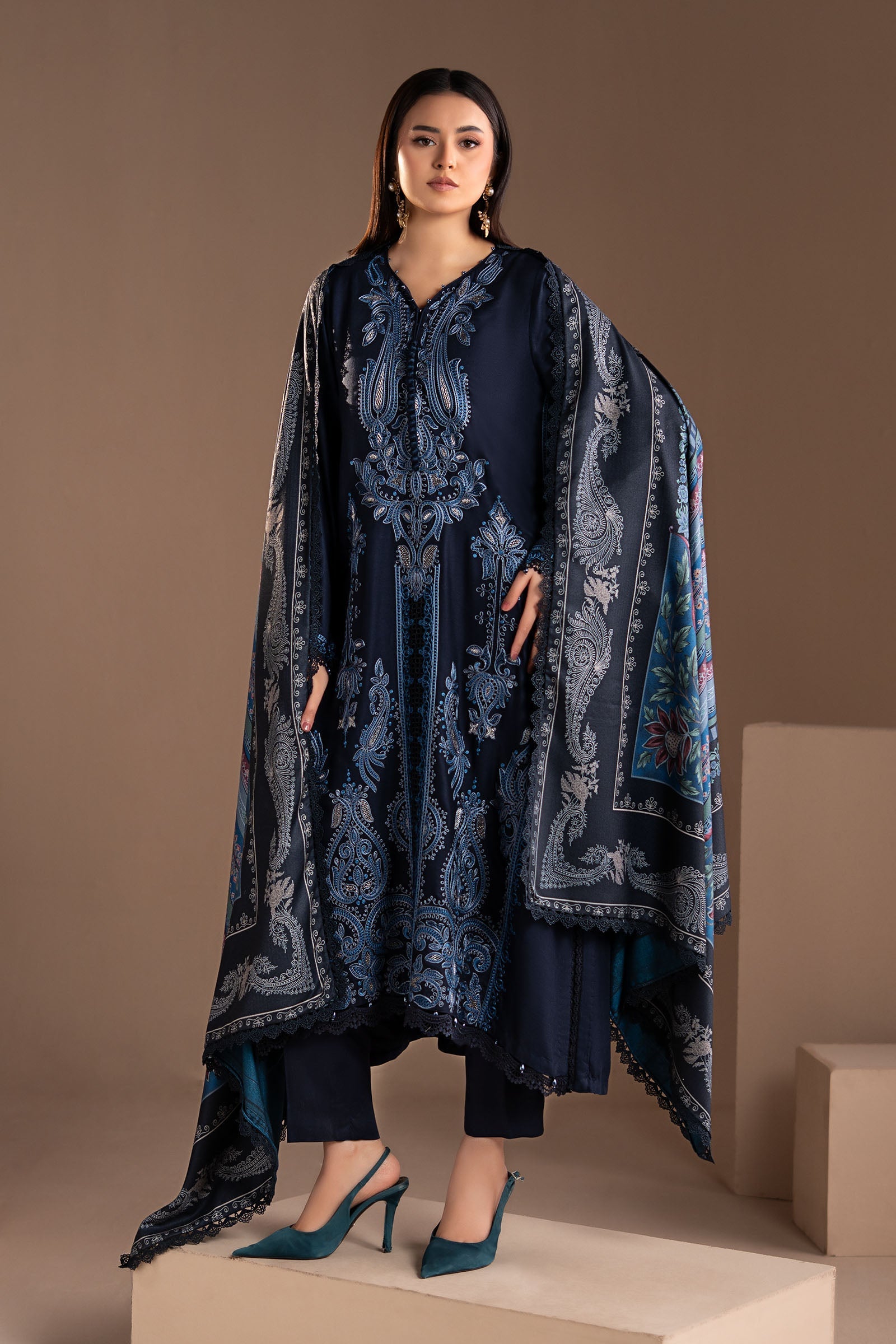 Embroidered Lace Fabric (1Pc)