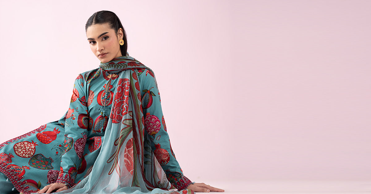 3 Piece Embroidered Lawn Suit - MS2903B-SML-00B