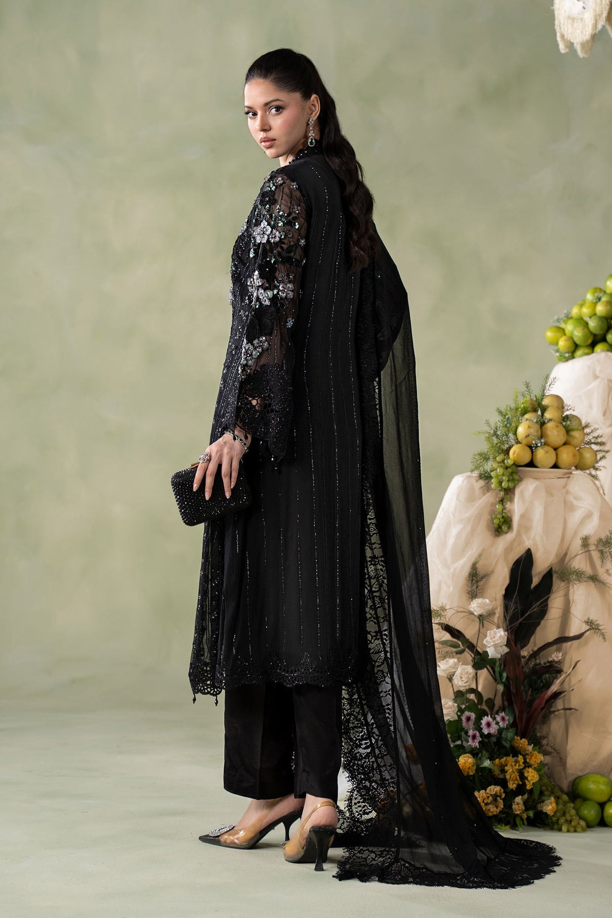3 Piece Embroidered Chiffon Suit